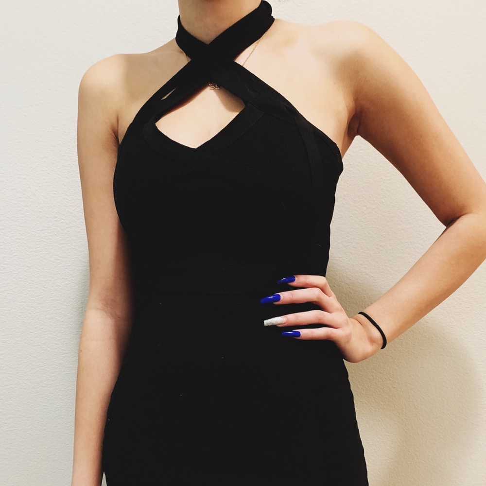 Jet black, cross over Homecoming dress
